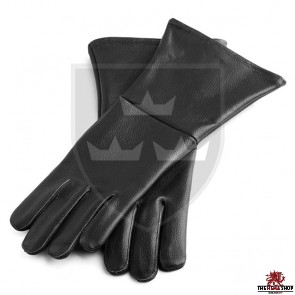 Historical Leather Gauntlets/Gloves - Black