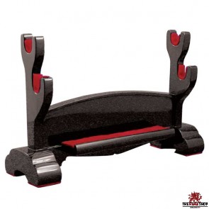DAMAGED - Double Sword Stand - Black Lacquered