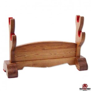 Double Sword Stand - Natural Wood 